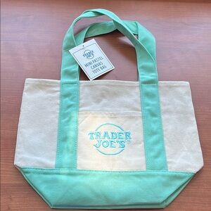Trader Joe’s Mini Canvas Tote Bag in Pastel Mint Green